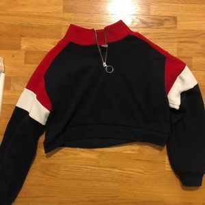 forever 21 half zip cropped